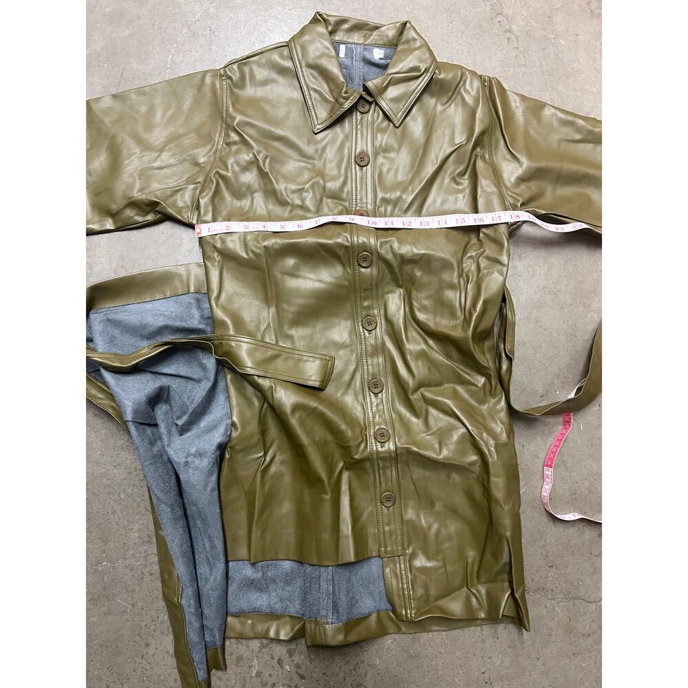 The Frankie Shop - Zoeyy Faux Leather Wrap Dress /Green /M - Picture 4 of 7